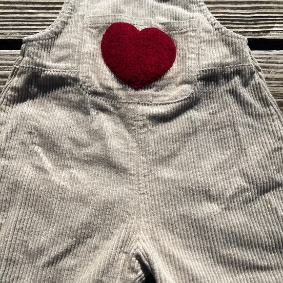 Vintage Corduroy Heart Overalls 2T | Retro Beige Toddler Jumper Cottagecore Baby - Picture 6 of 11